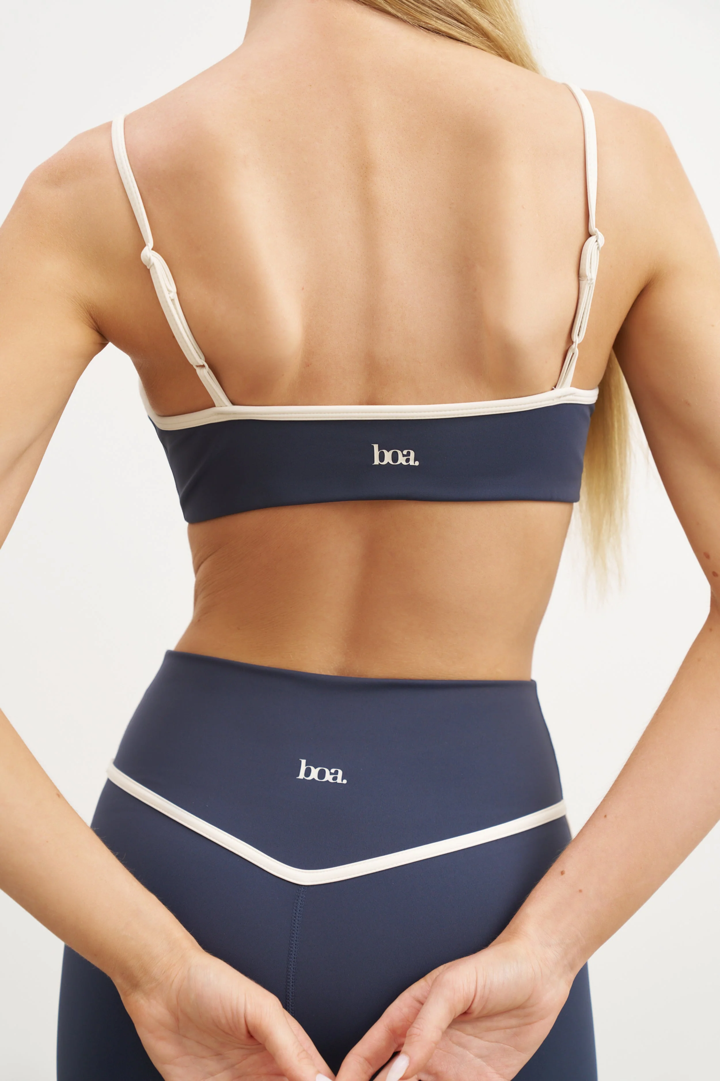 Base Contrast Trim Cami Bra - Midnight Blue/Tofu - Image 4