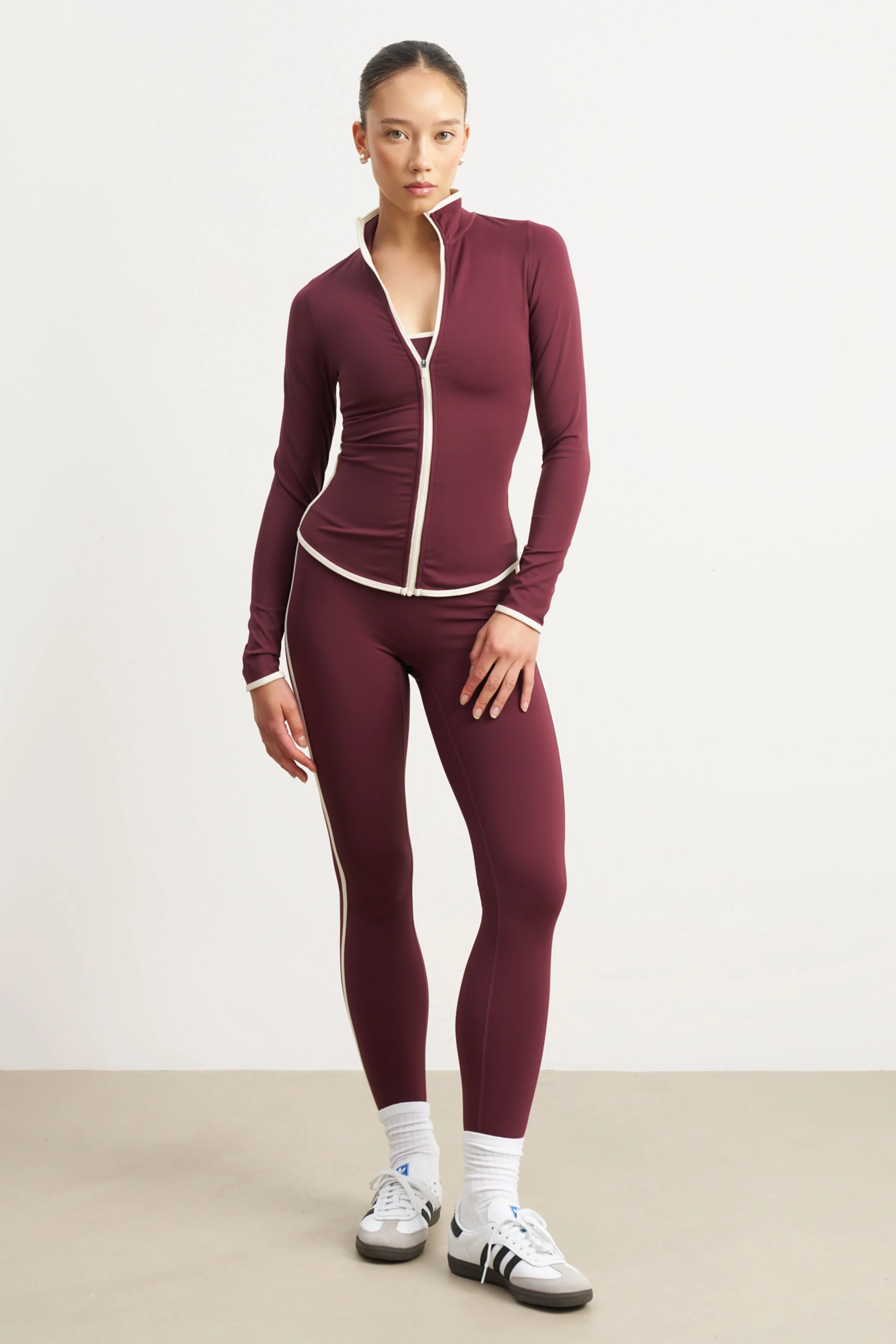 Base Contrast Trim Zip Up Jacket - Merlot/Tofu - Image 5
