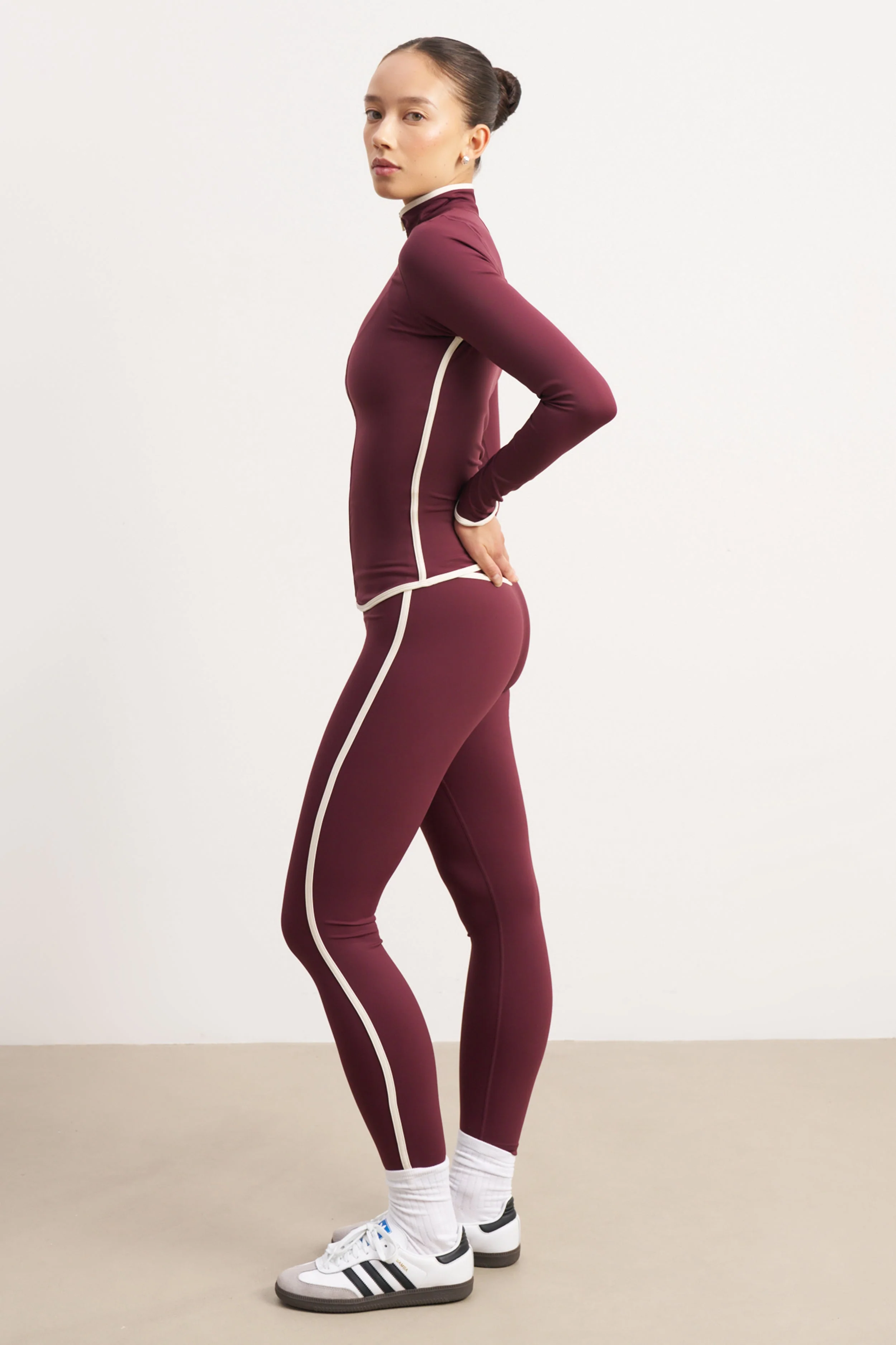 Base Contrast Trim Zip Up Jacket - Merlot/Tofu - Image 7