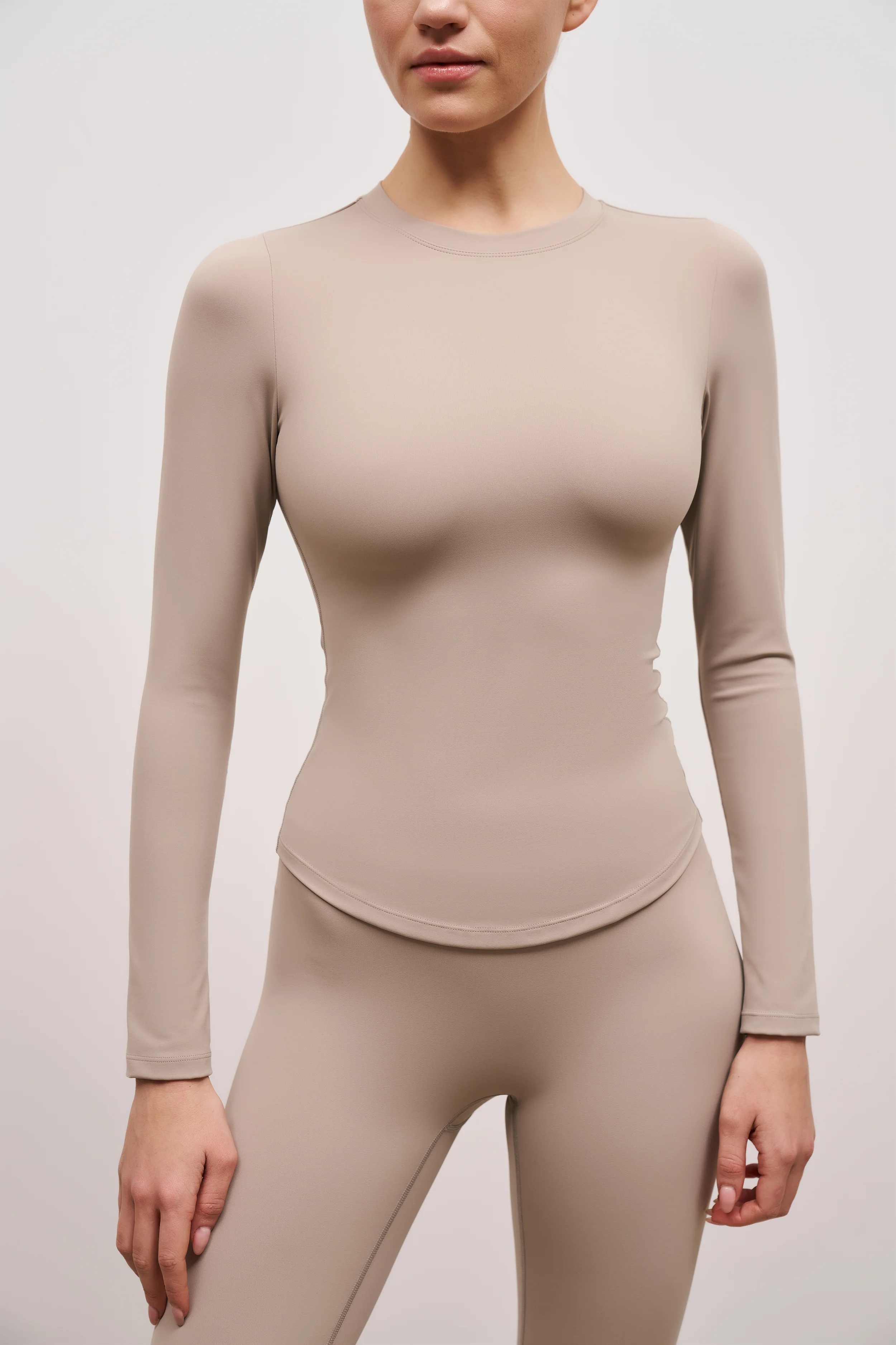 Base Sculpting Long Sleeve Top - Taupe - Image 6