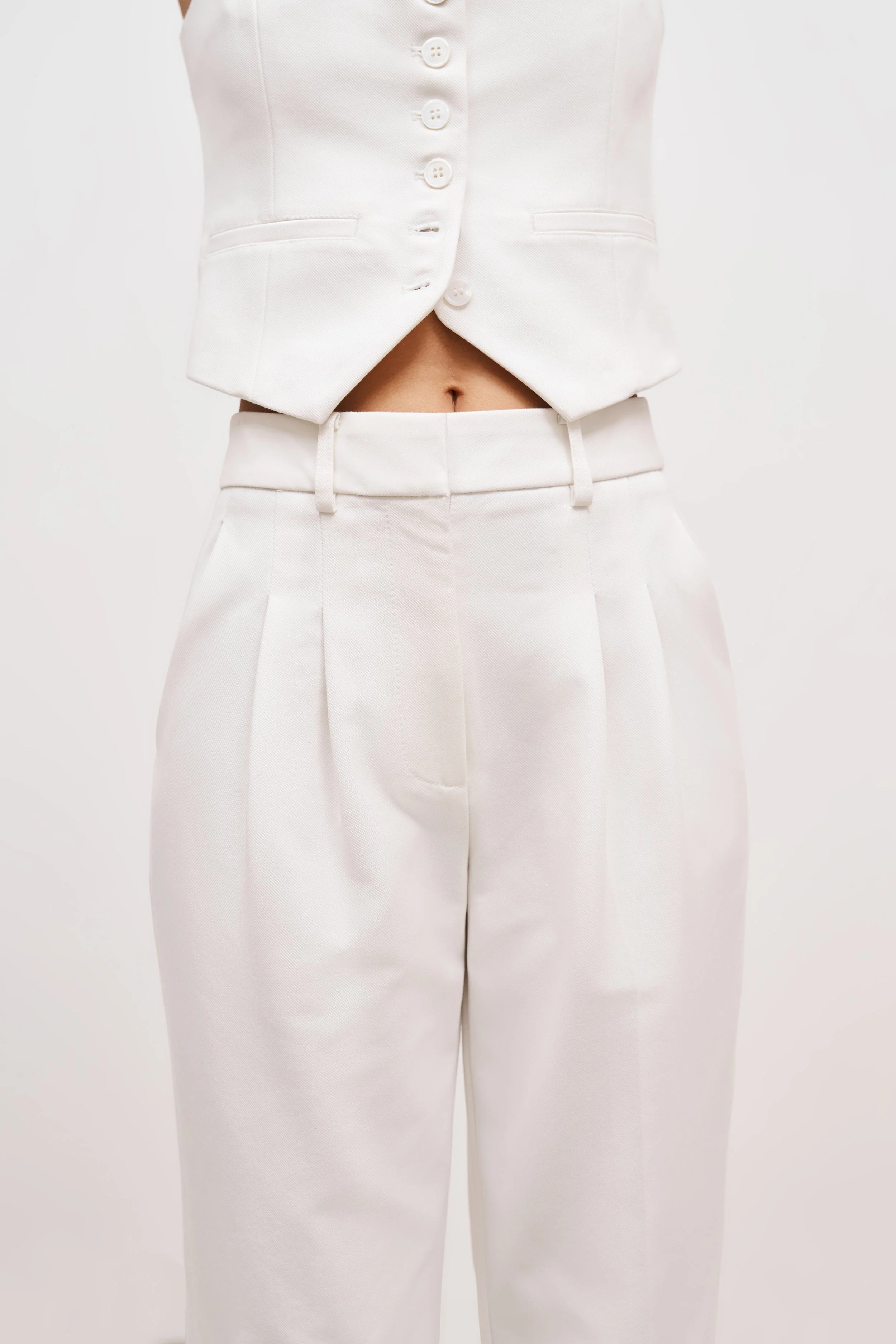 Carrot Leg Trousers - Cream - Image 4