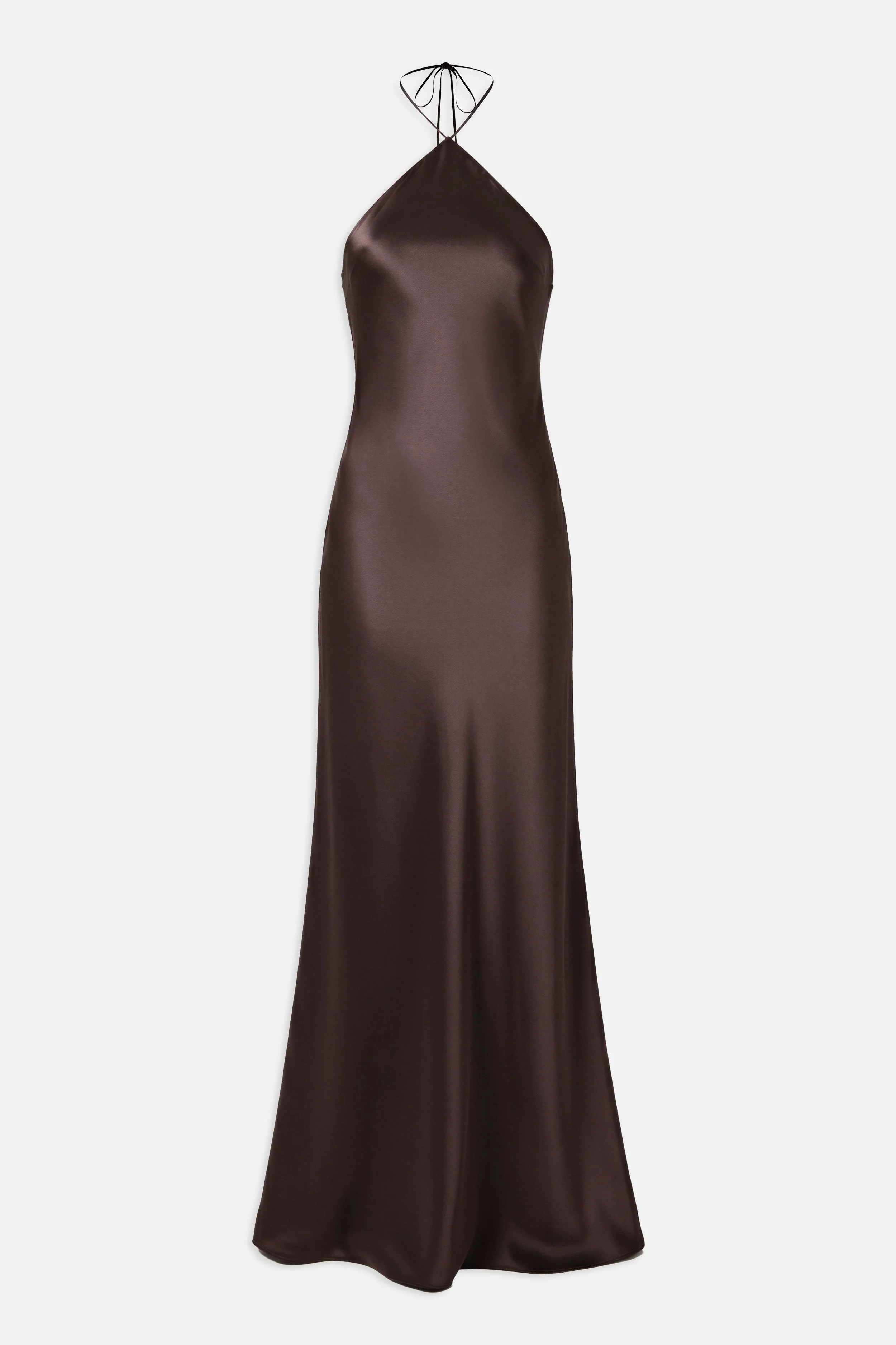 Clean Cut Satin Halterneck Gown - Carob - Image 6