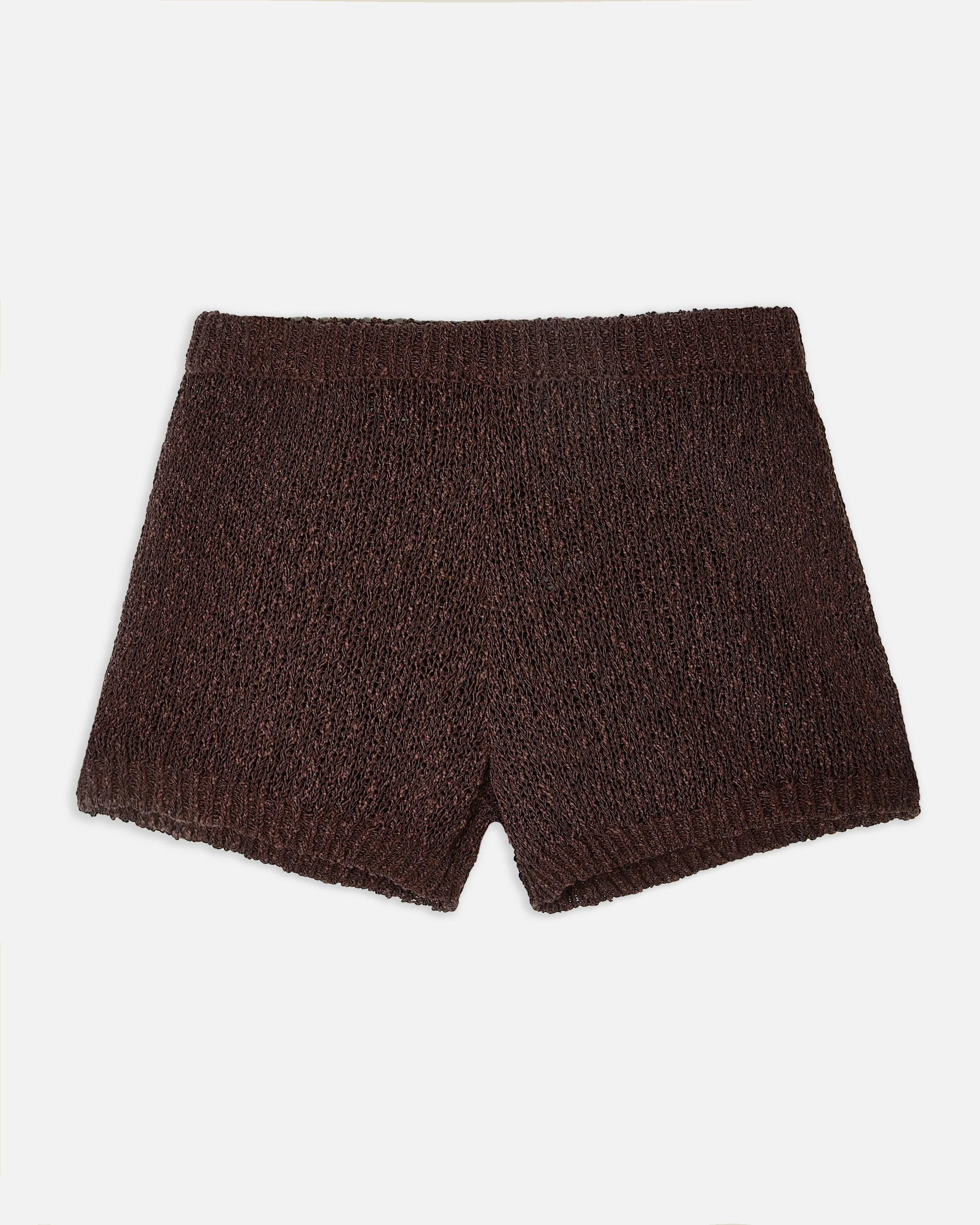 Crochet Knit Mini Shorts - Carob - Image 8