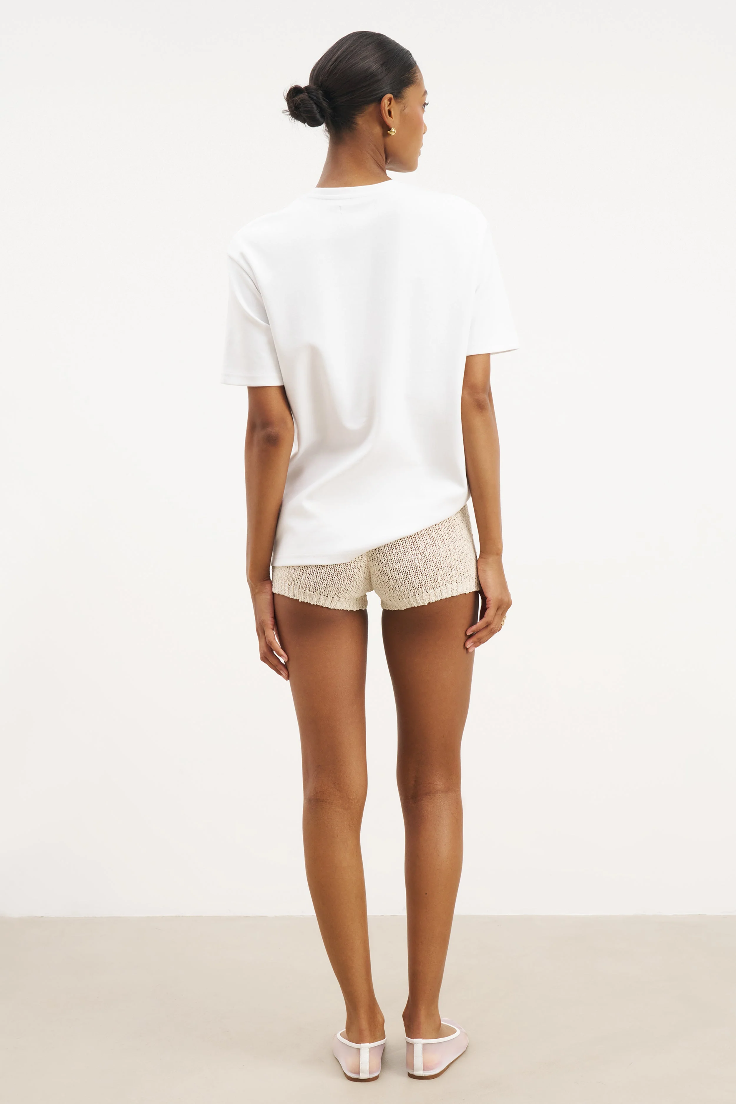 Crochet Knit Mini Shorts - Cream - Image 4