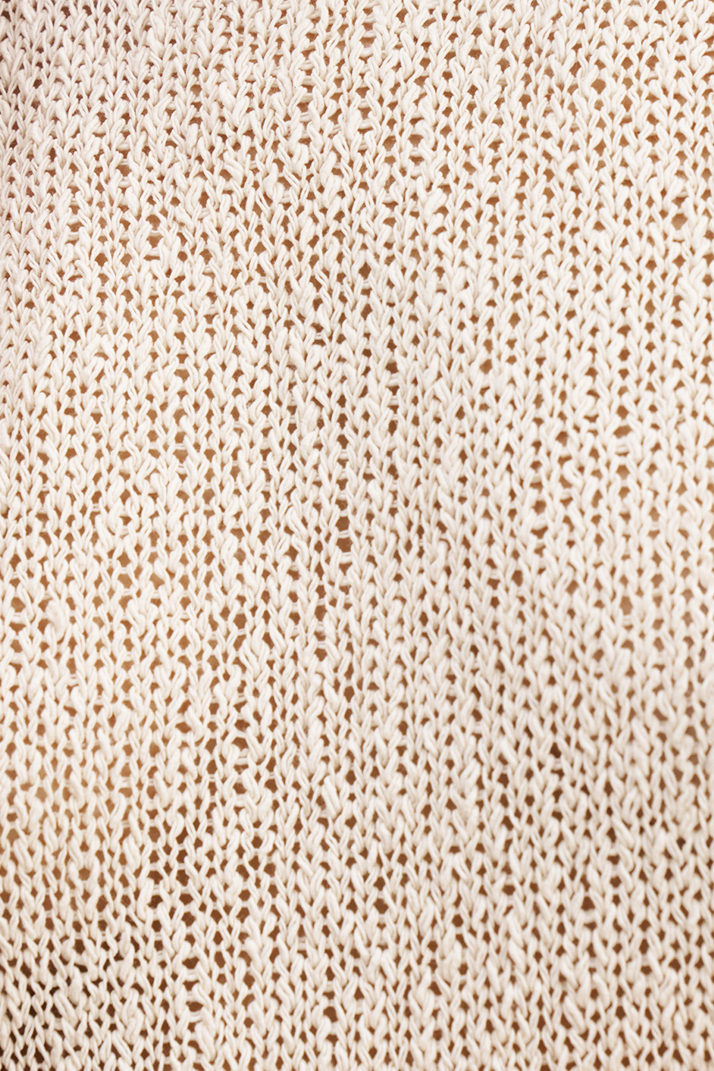 Crochet Knit Wide Leg Trousers - Cream - Image 7