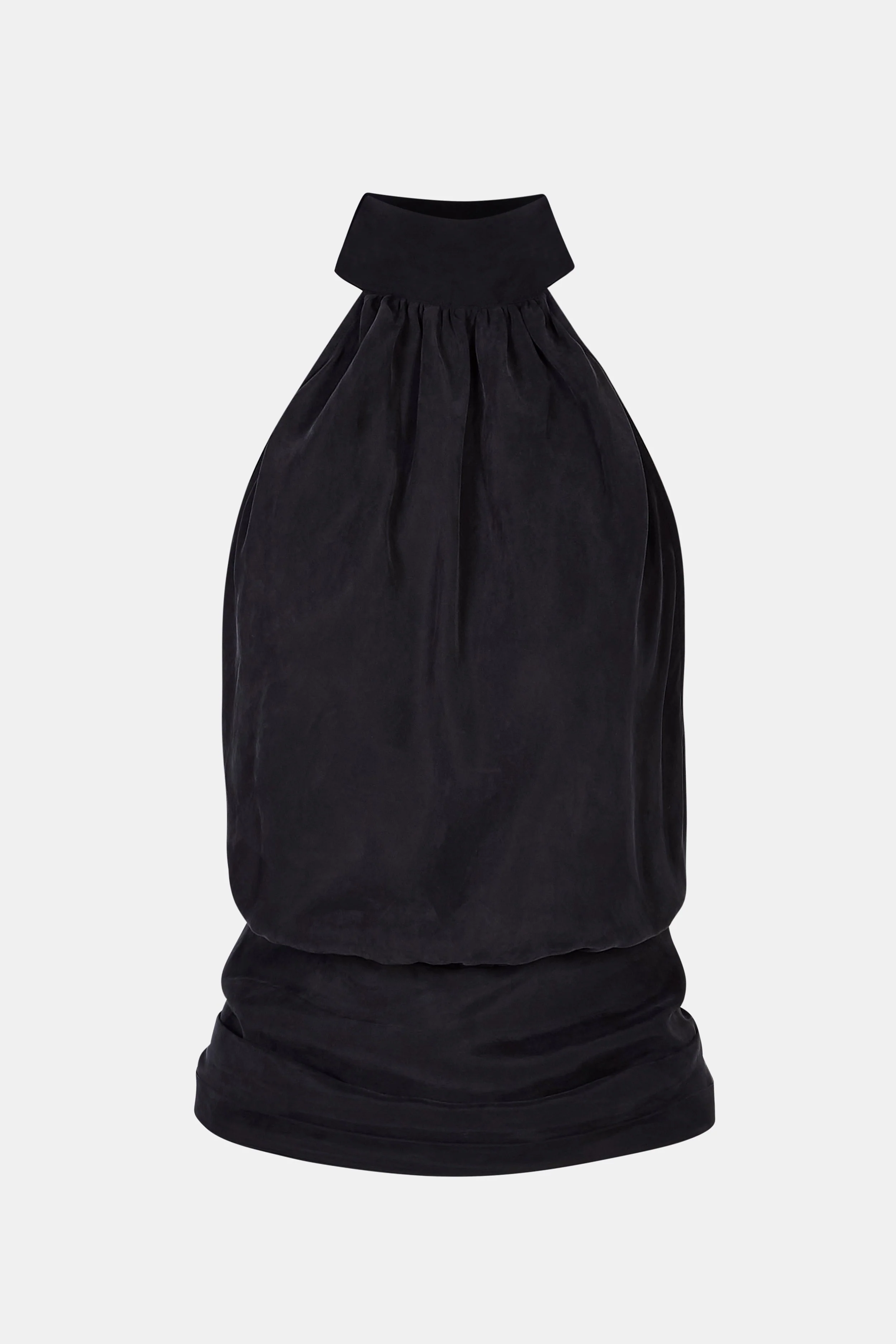 Cupro Backless Belted Halterneck Top - Black - Image 11