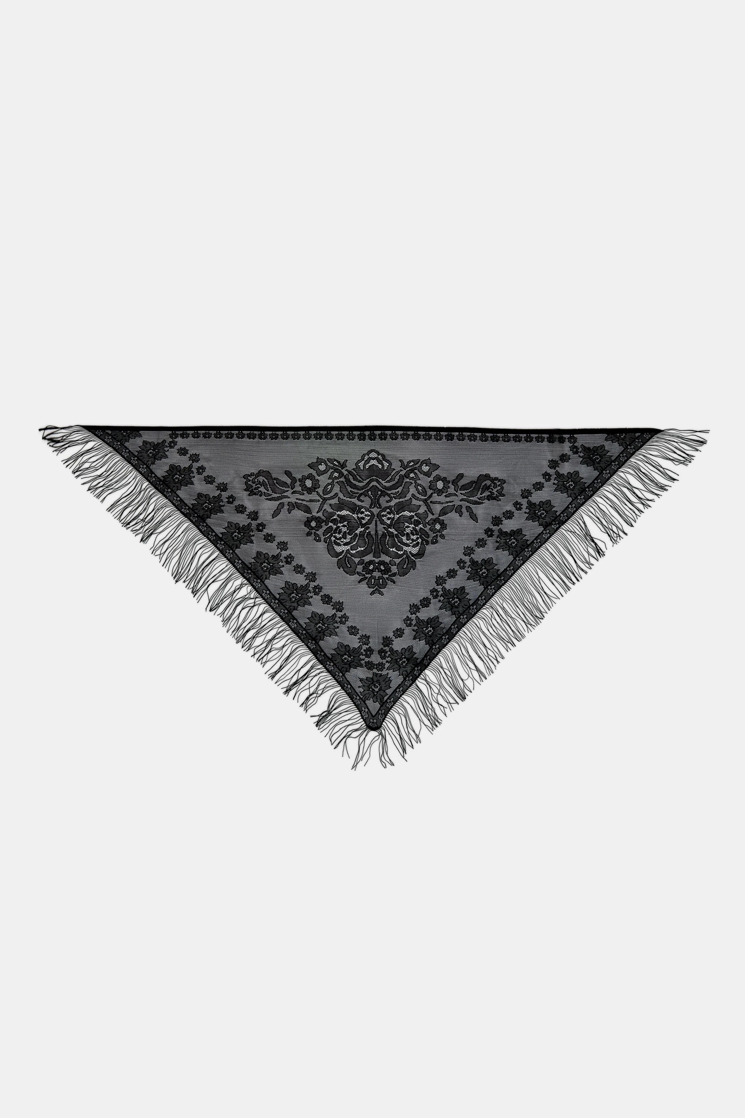 Lace Scarf with Fringing - Black - Image 5