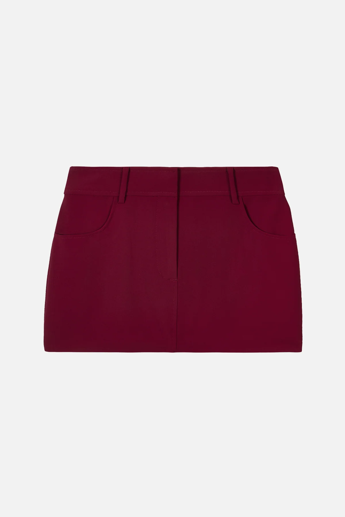 Mid Rise Effortless Mini Skirt - Burgundy - Image 6