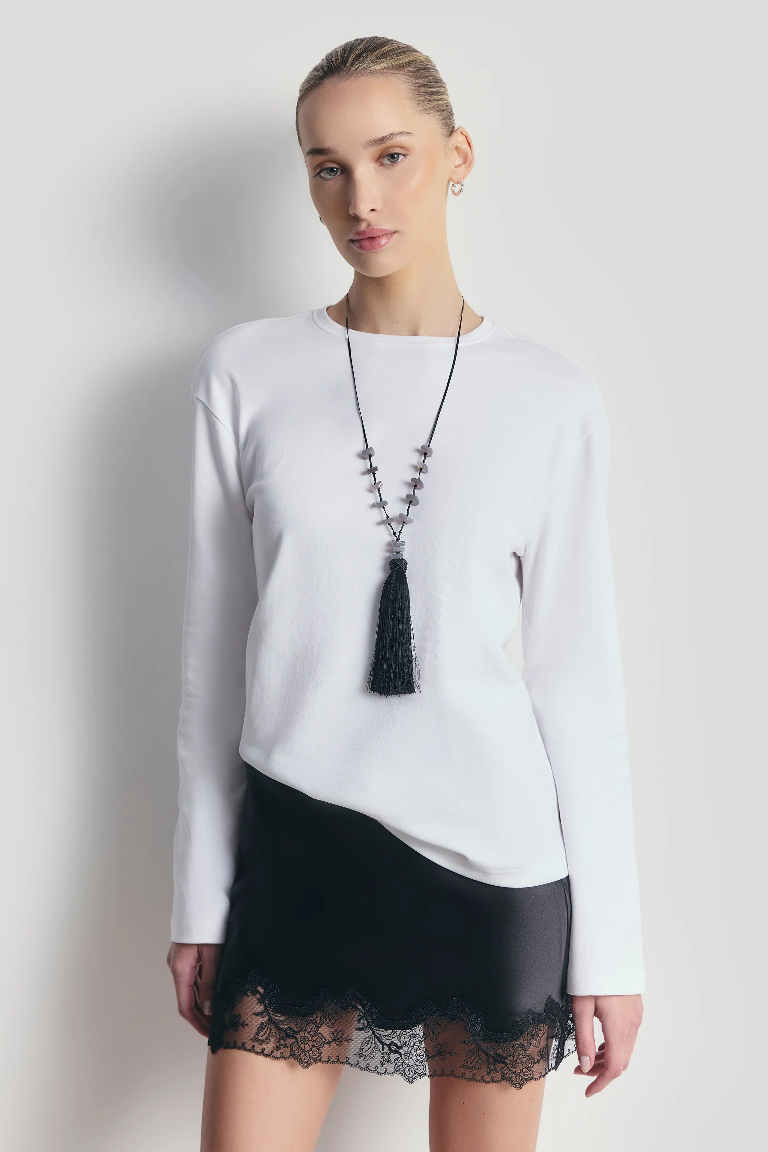Oversized Longsleeve T Shirt - White