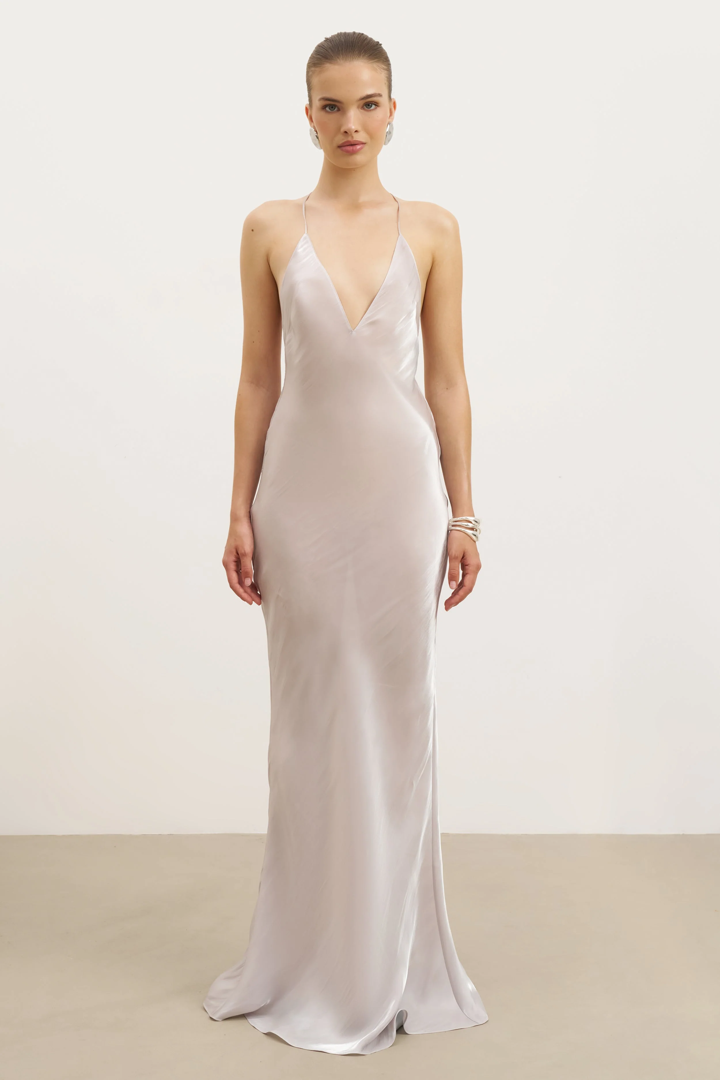 Pearl Detail Plunging Birthday Gown - Oyster Pearl - Image 10