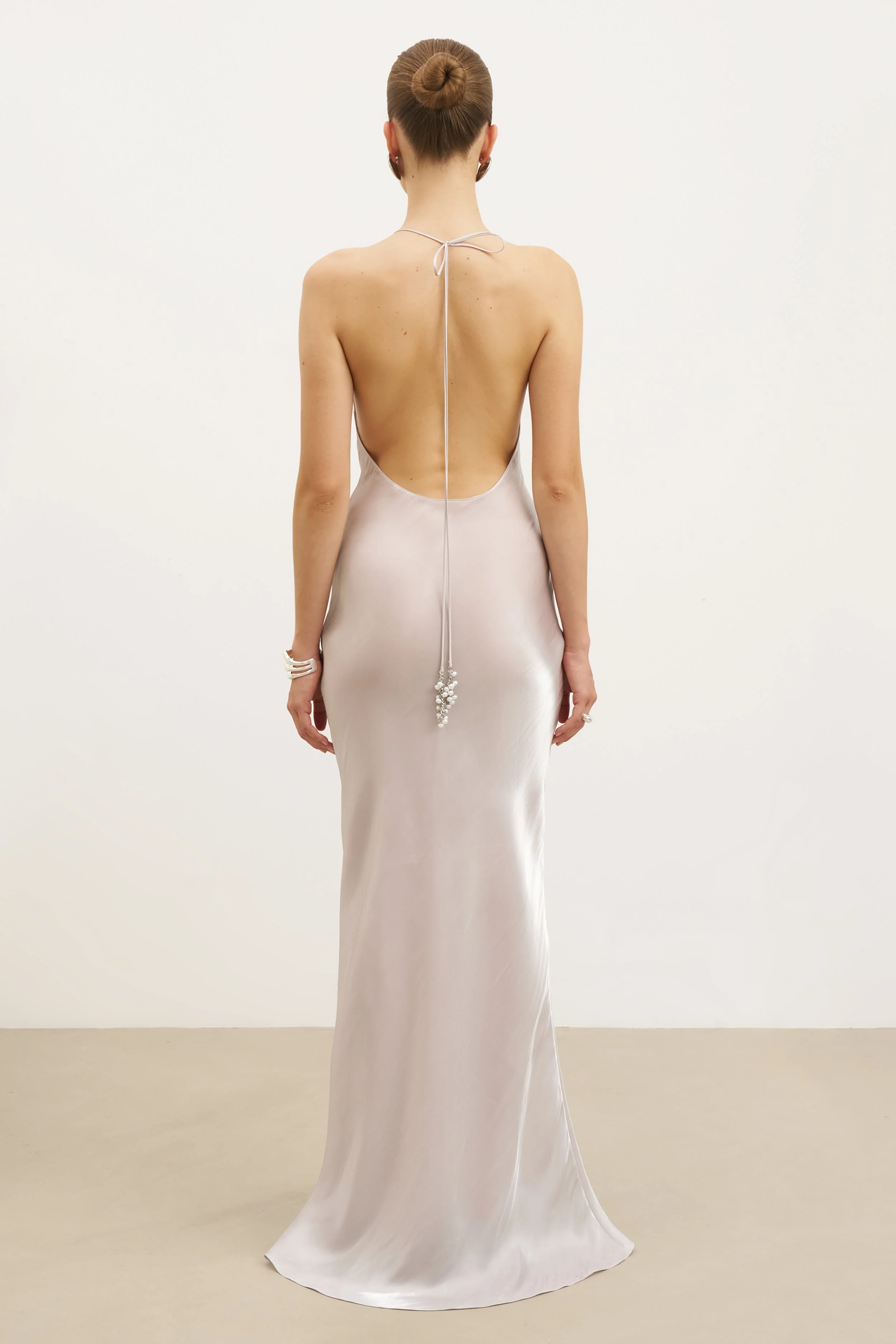 Pearl Detail Plunging Birthday Gown - Oyster Pearl - Image 2