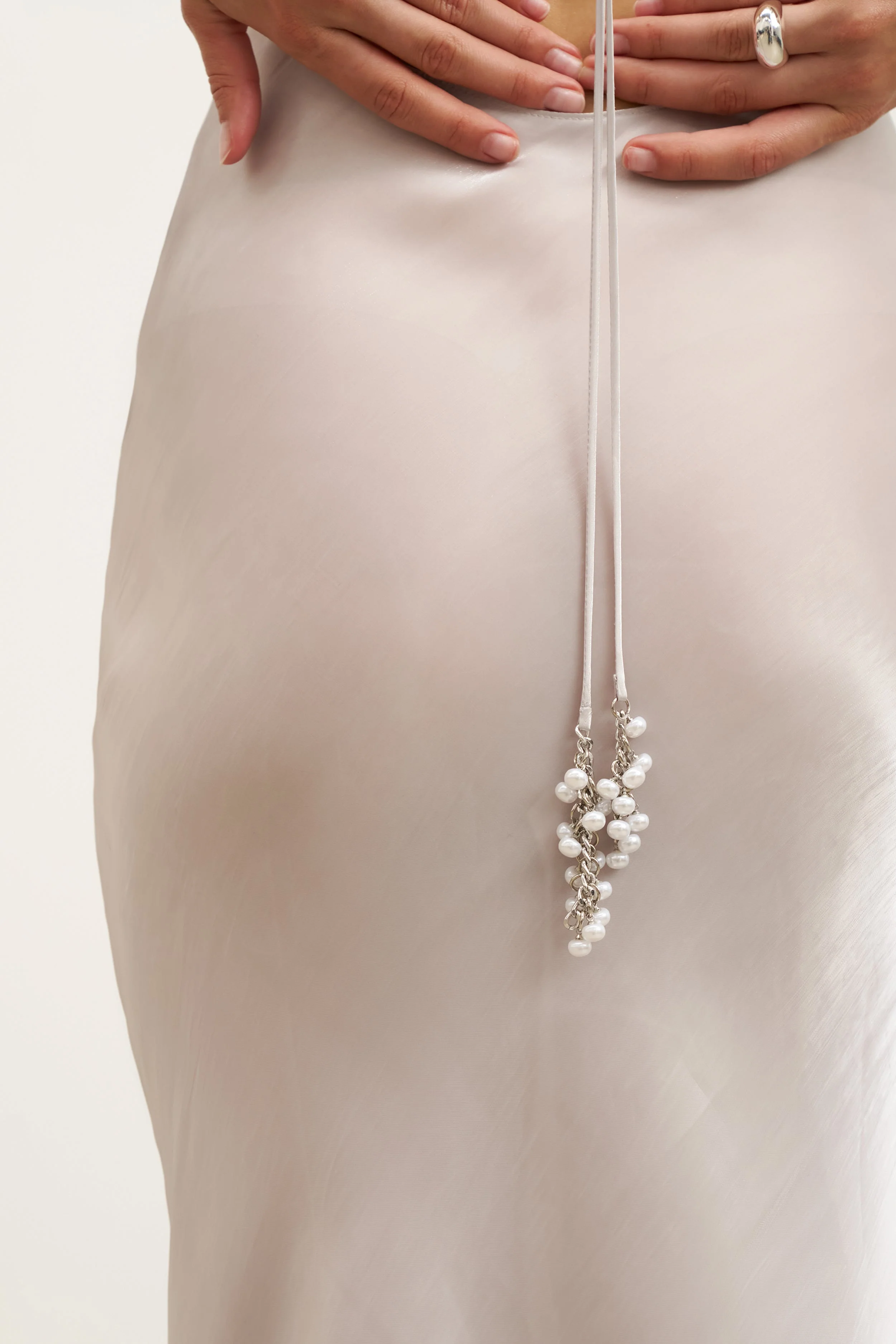 Pearl Detail Plunging Birthday Gown - Oyster Pearl - Image 6