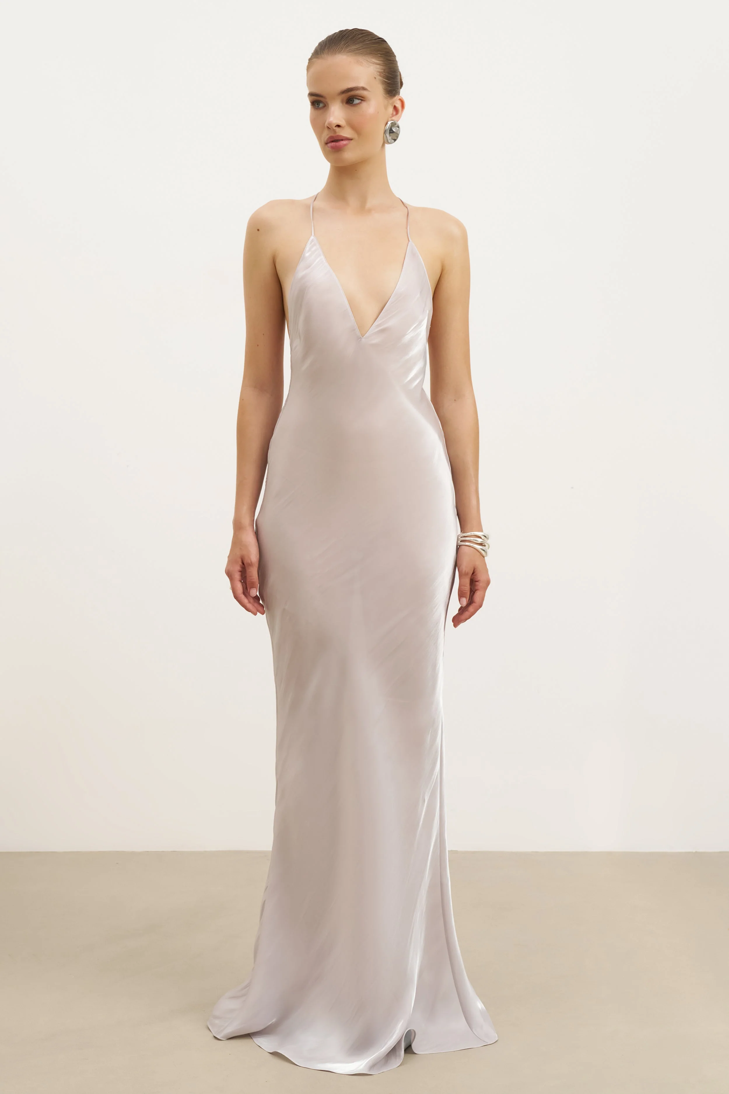 Pearl Detail Plunging Birthday Gown - Oyster Pearl - Image 7