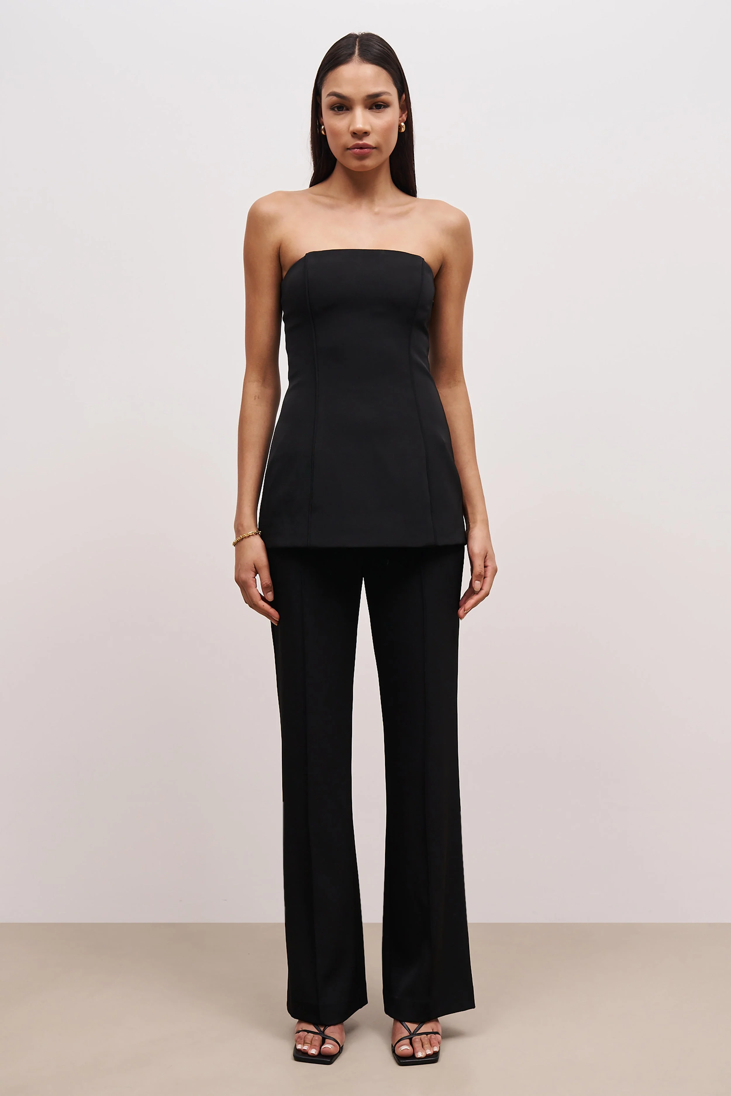 Pin Tuck Tailored Longline Bodice - Black - Image 3