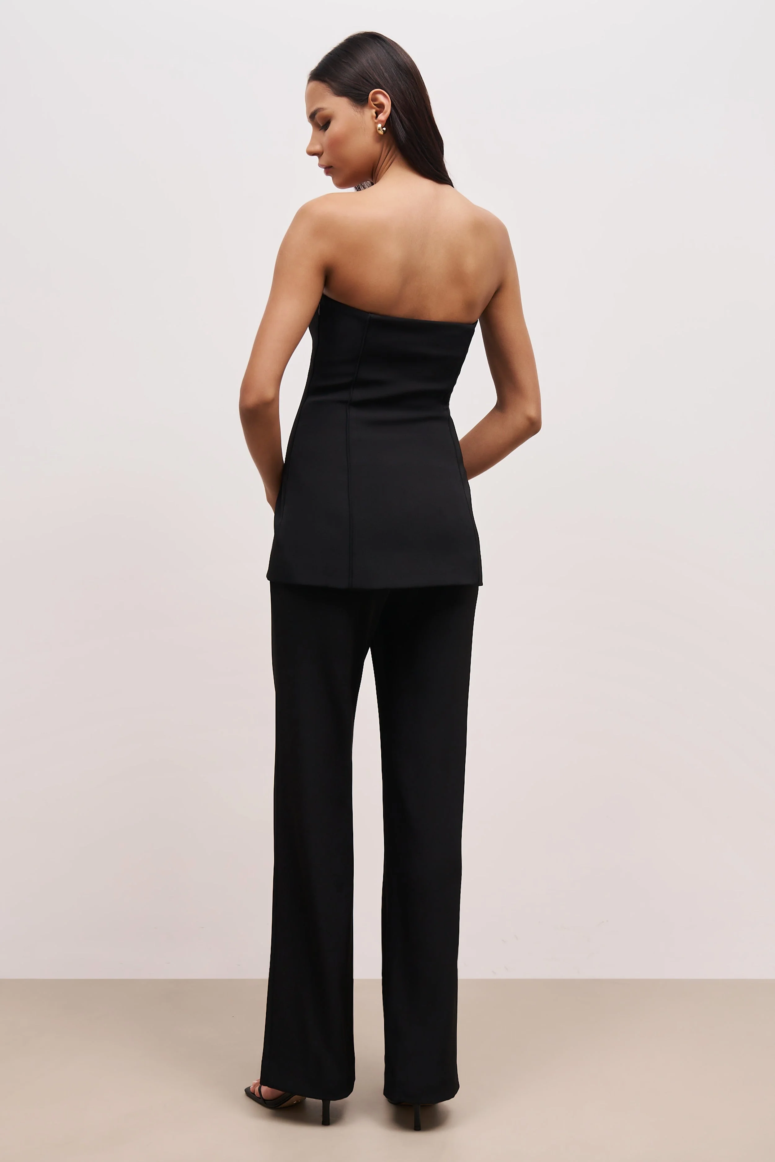 Pin Tuck Tailored Longline Bodice - Black - Image 4