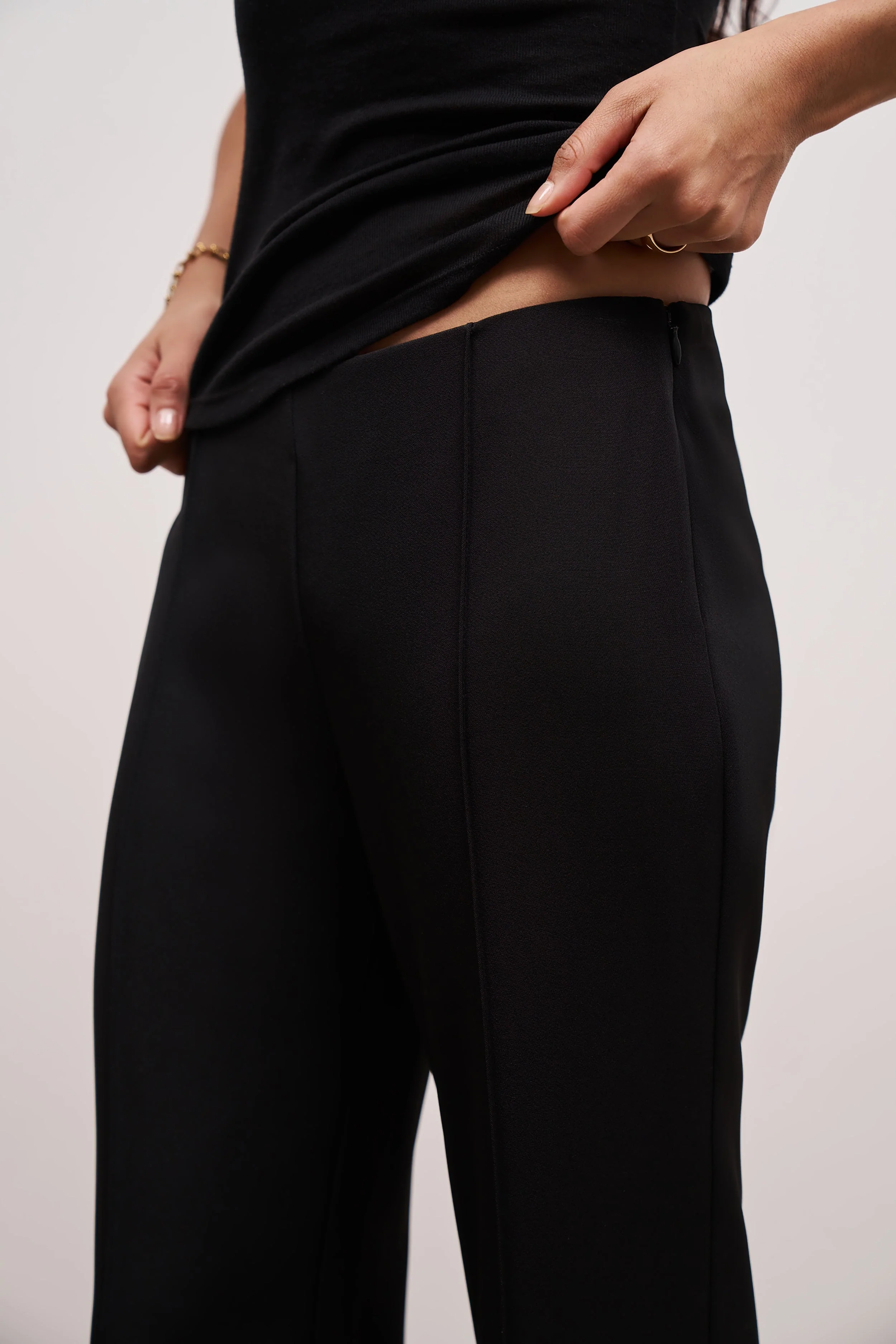 Pin Tuck Tailored Straight Leg Trousers - Black - Image 6