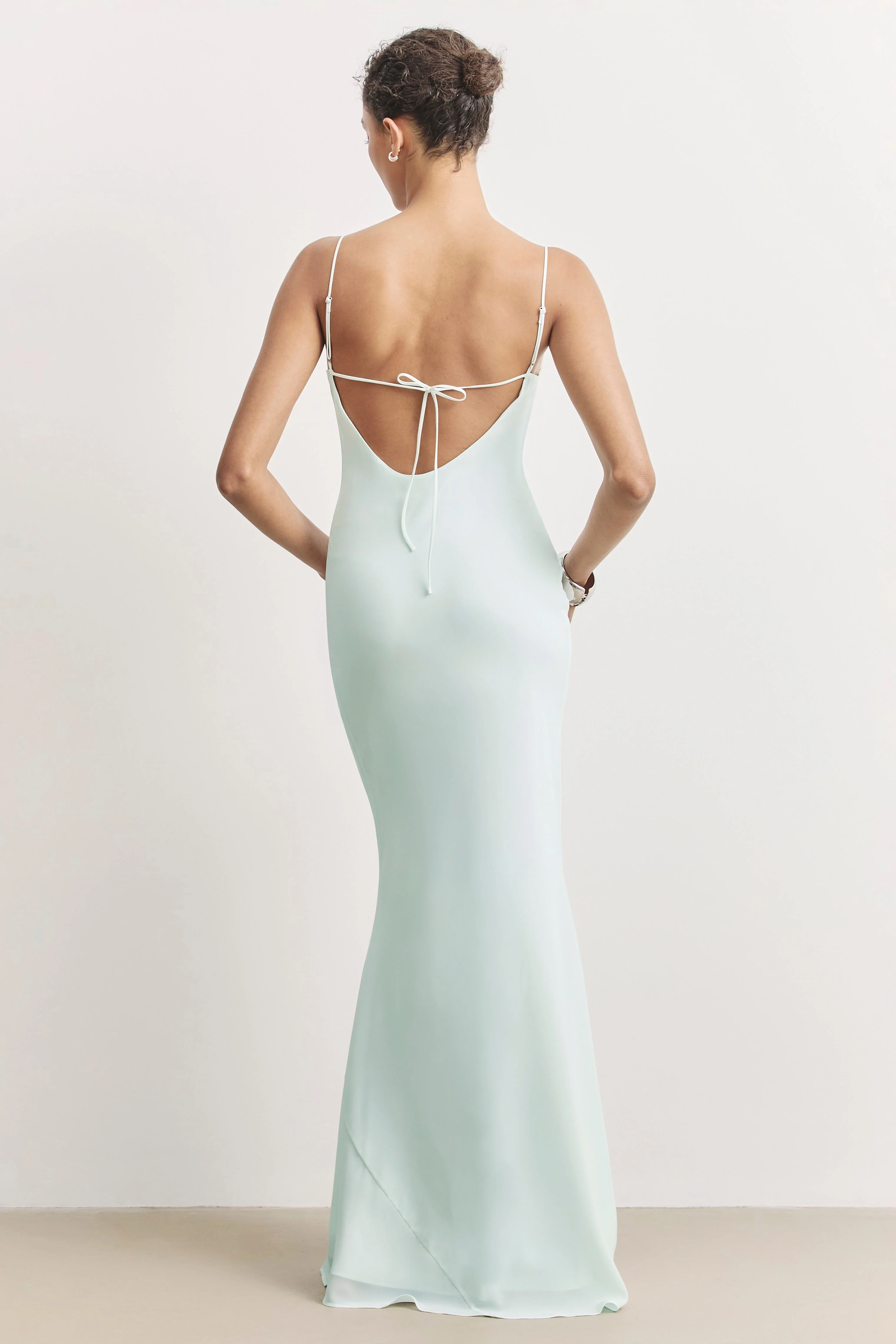 Ruched Chiffon Maxi Dress - Mint - Image 2