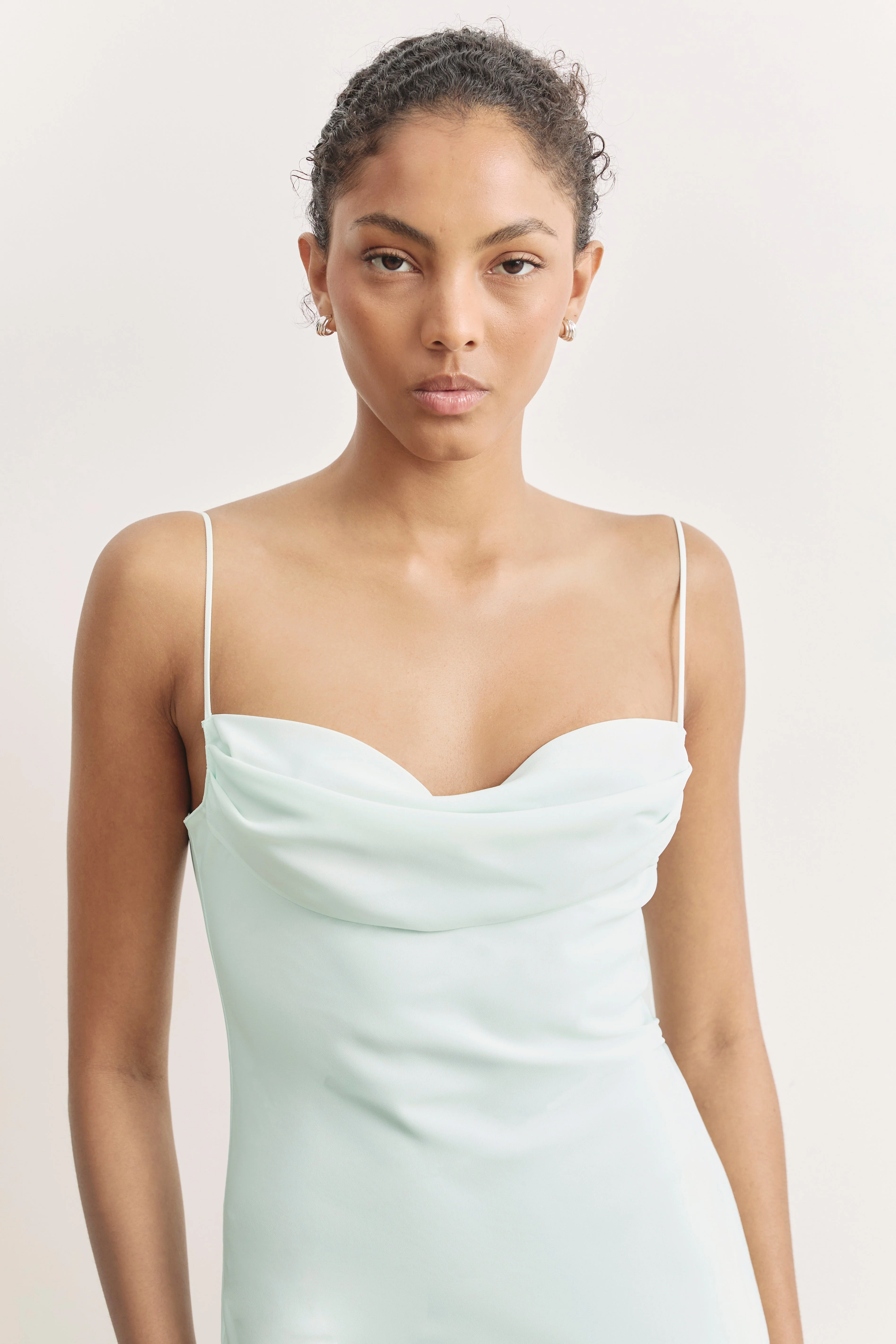 Ruched Chiffon Maxi Dress - Mint - Image 6