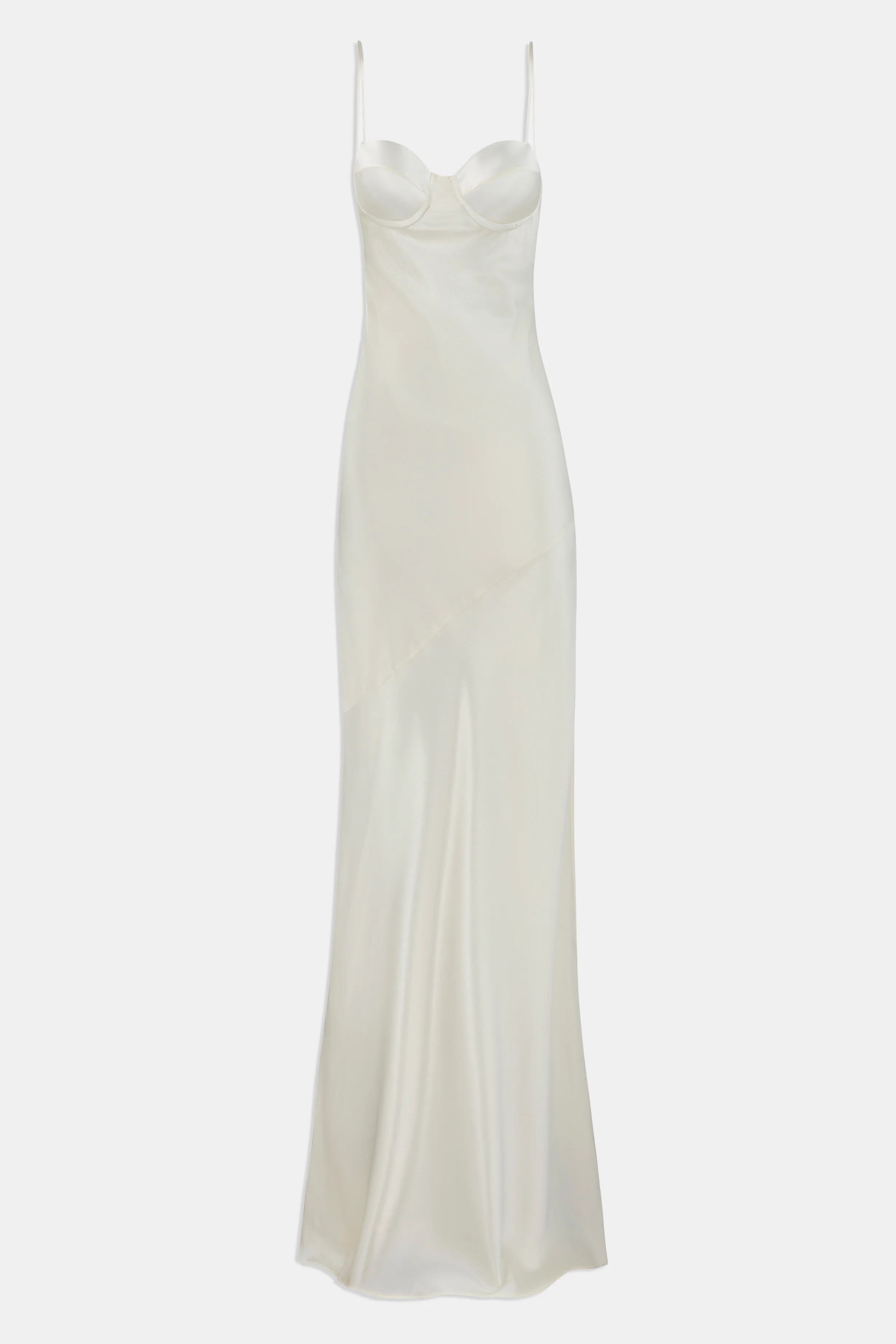 Satin Cup Detail Slip Dress - Cream - Image 10