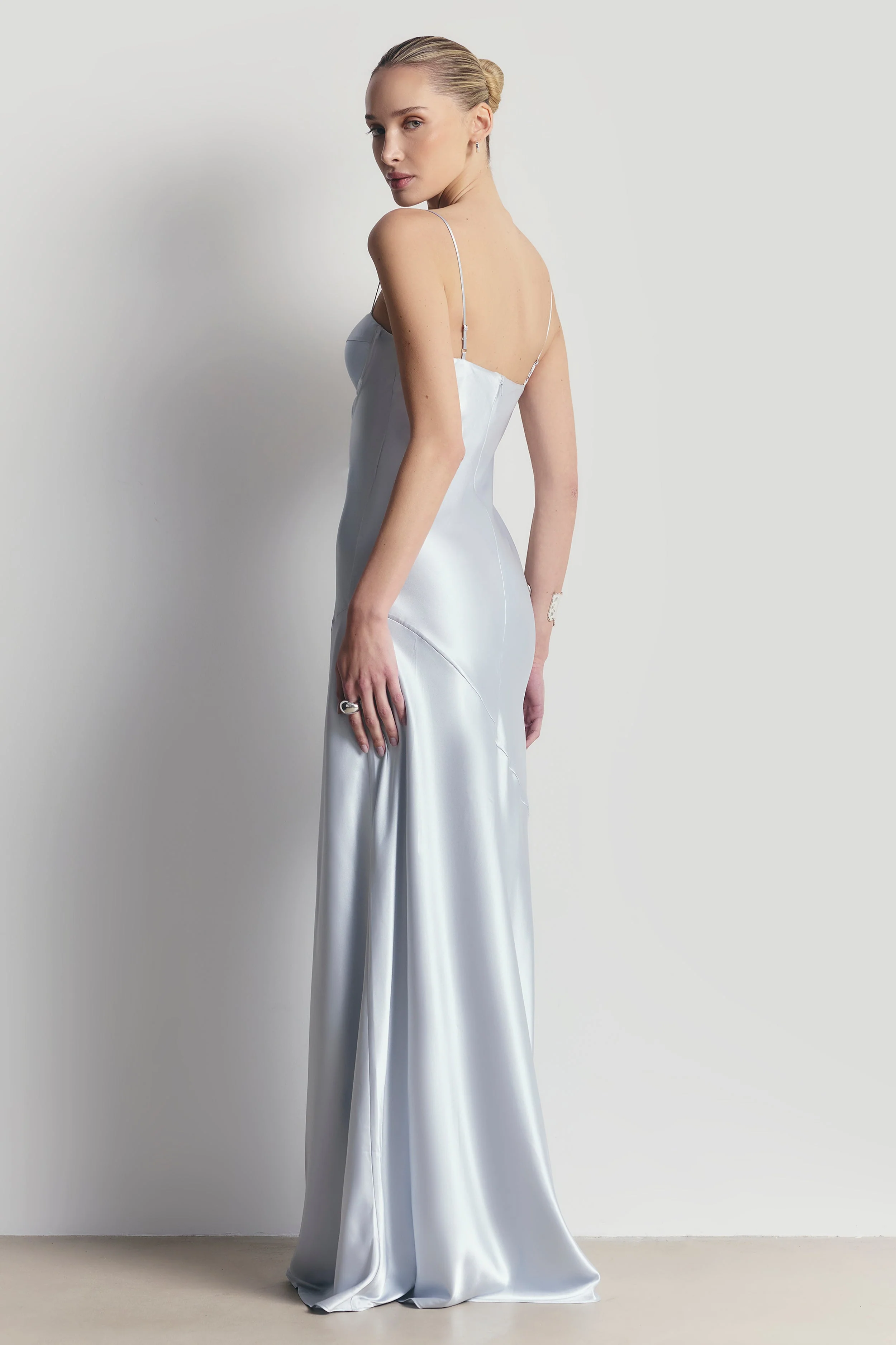 Satin Cup Detail Slip Dress - Frost - Image 2