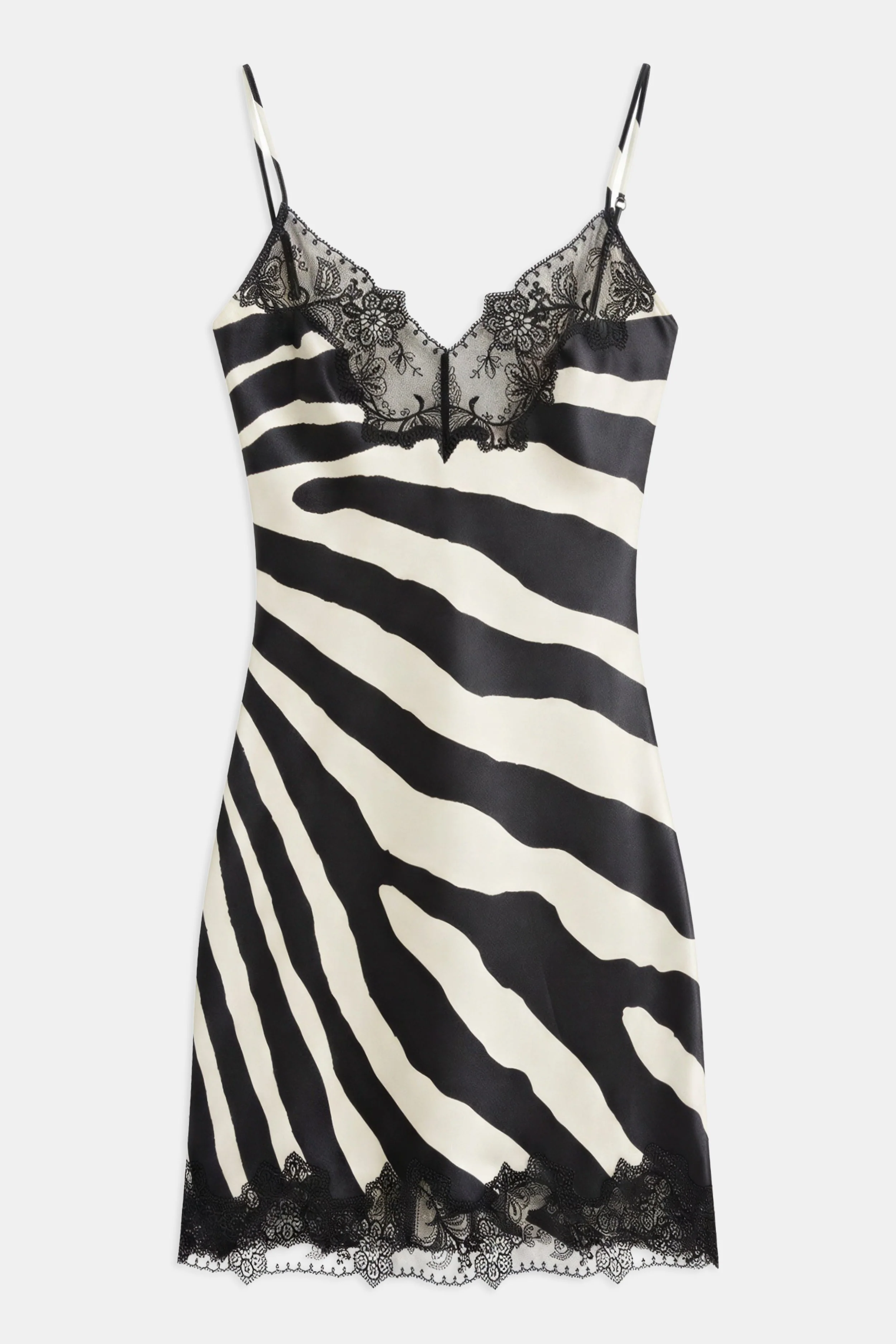 Satin Lace Detail Camisole Mini Dress - Abstract Zebra - Image 7