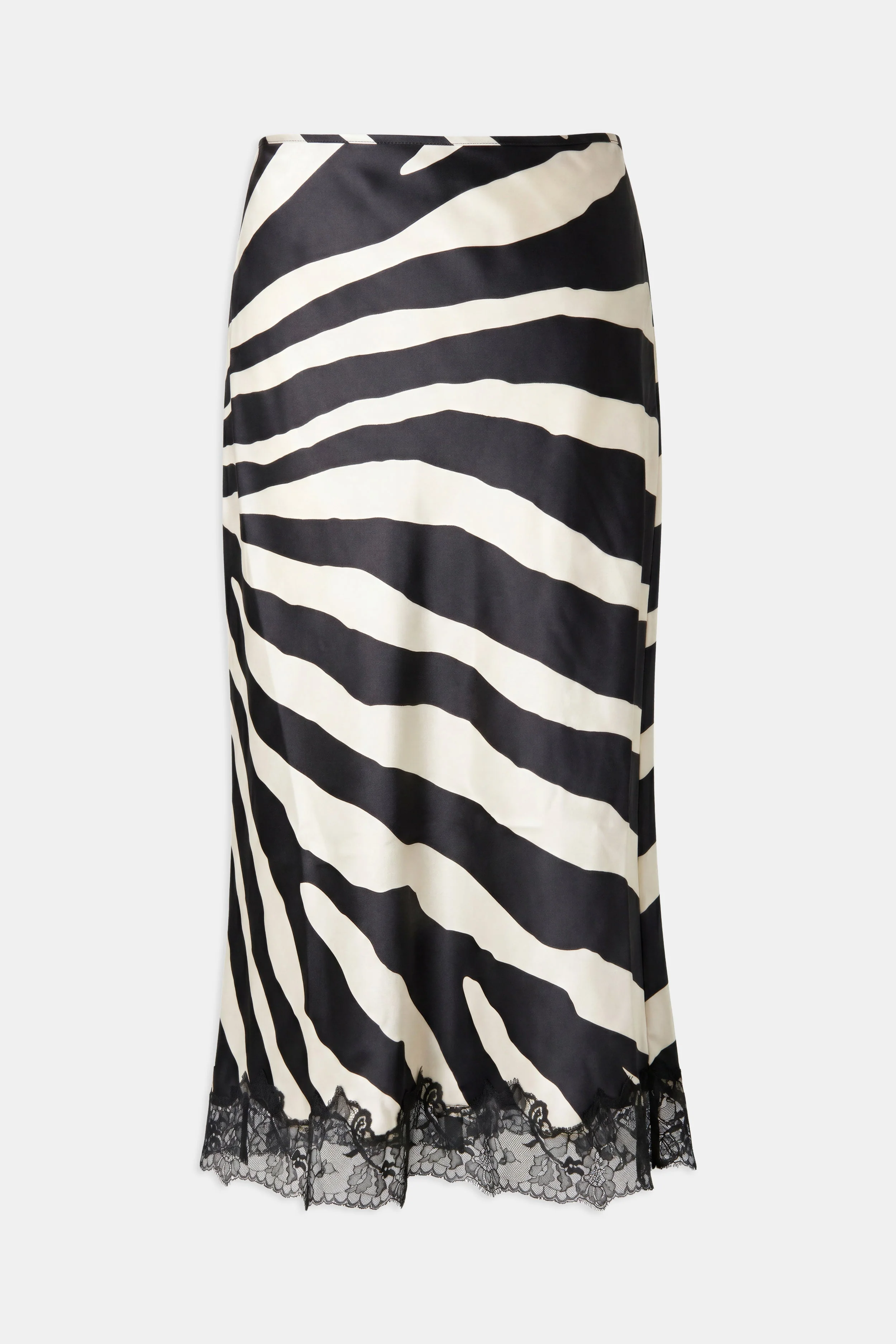 Satin Lace Detail Midi Skirt - Abstract Zebra - Image 9