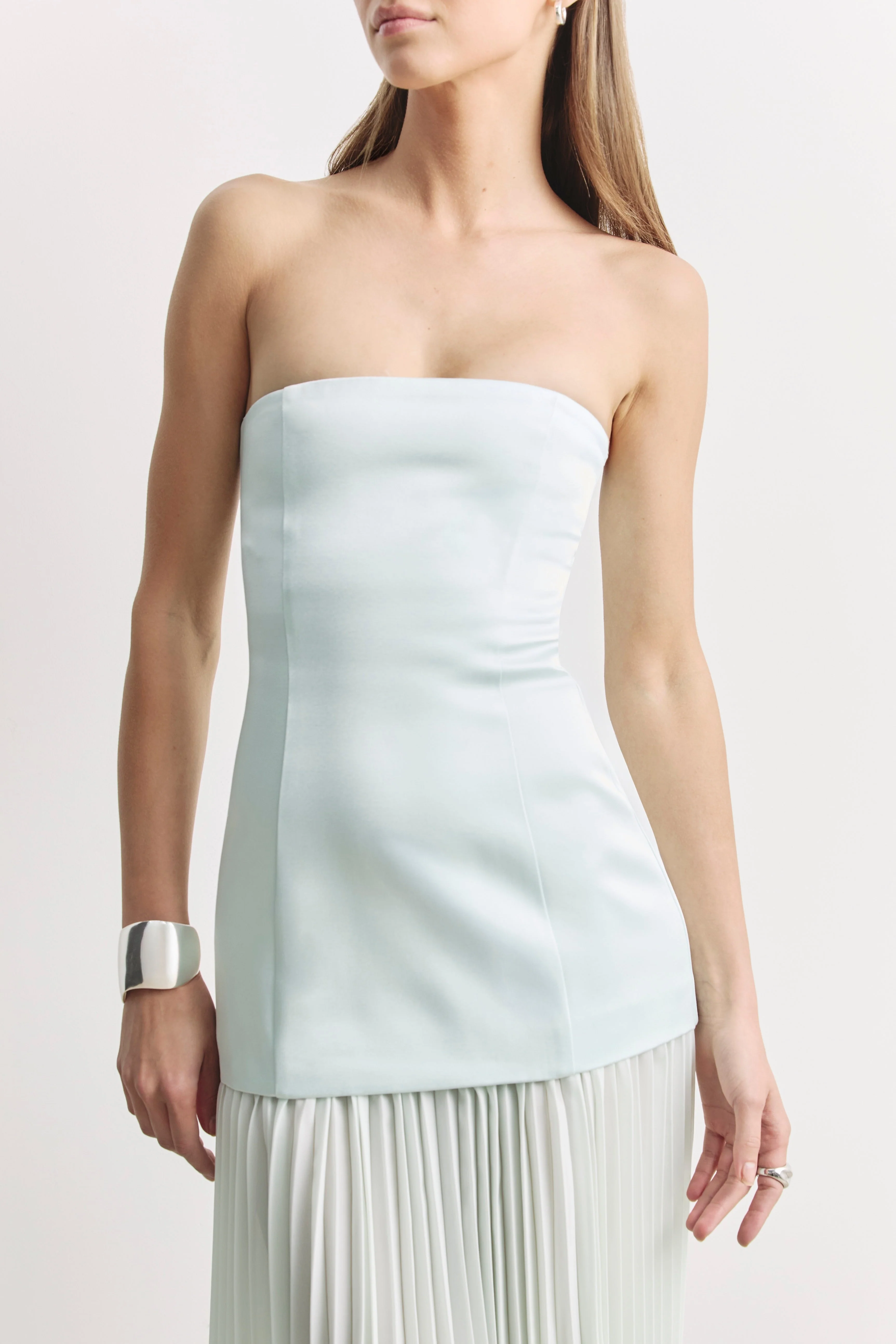 Satin Structured Bodice Gown - Mint - Image 4
