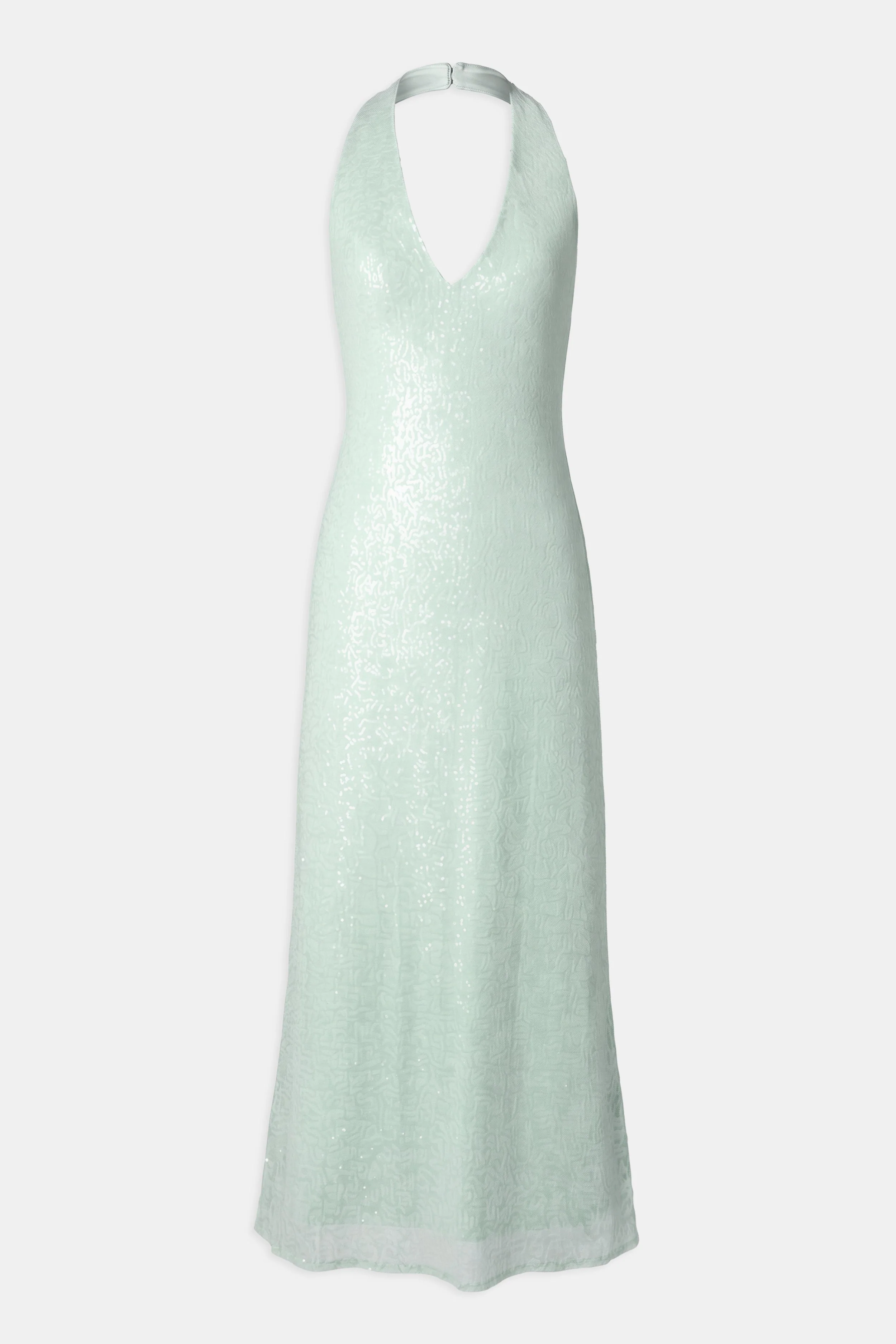 Sequin V Neck Plunge Midi Dress - Mint - Image 7