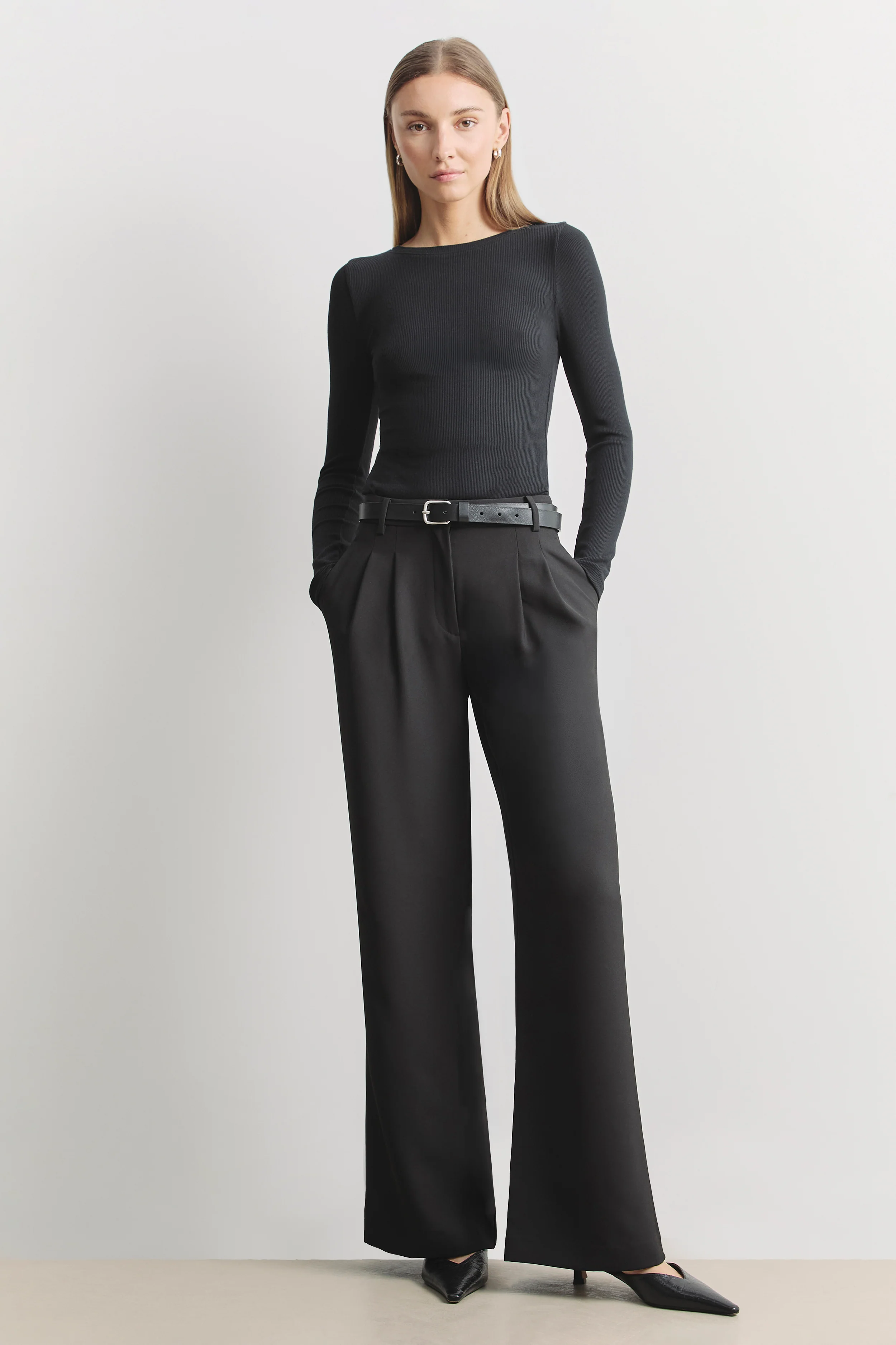 Soft Ribbed Long Sleeve Top - Black - Image 5