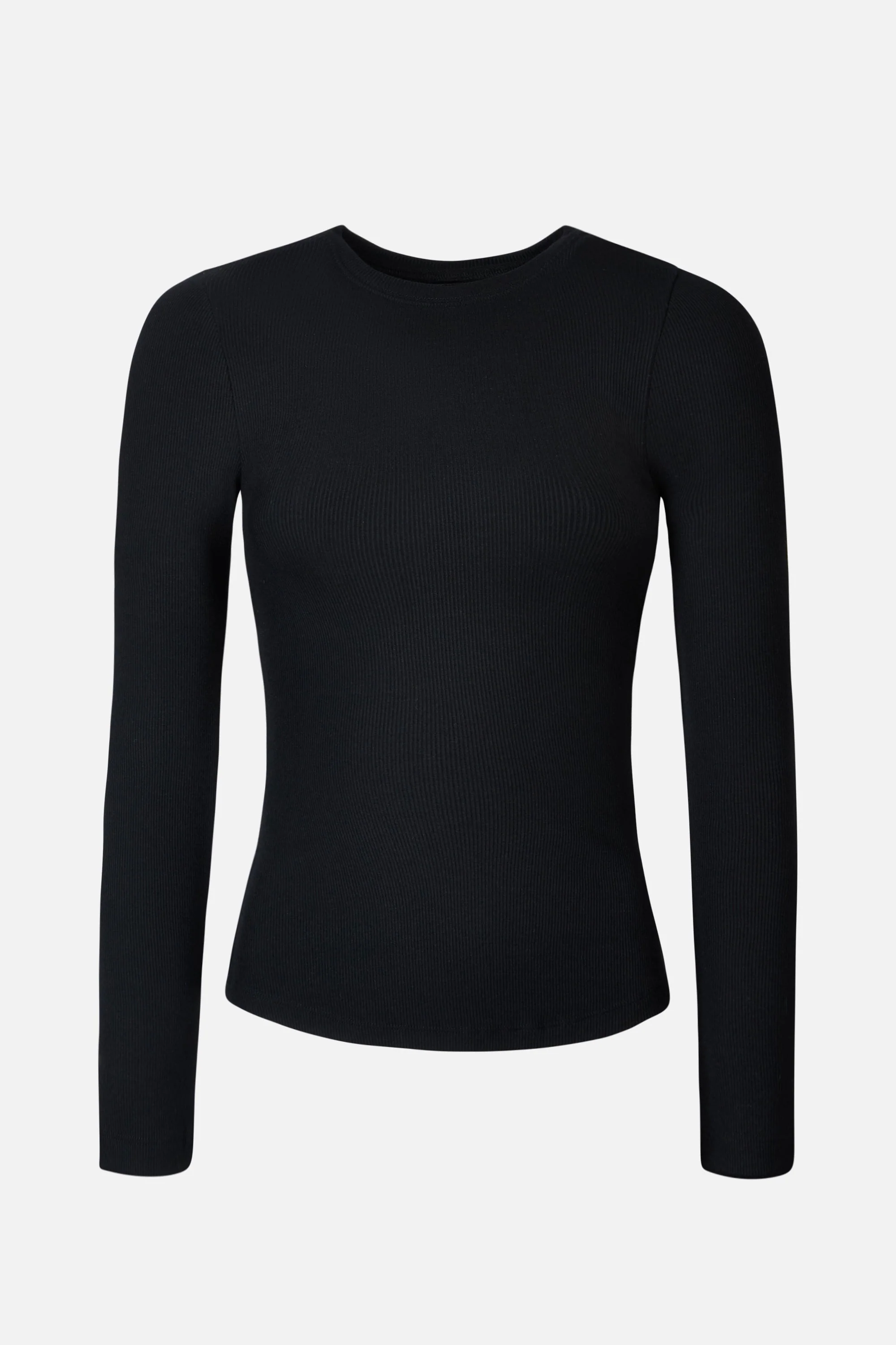 Soft Ribbed Long Sleeve Top - Black - Image 7