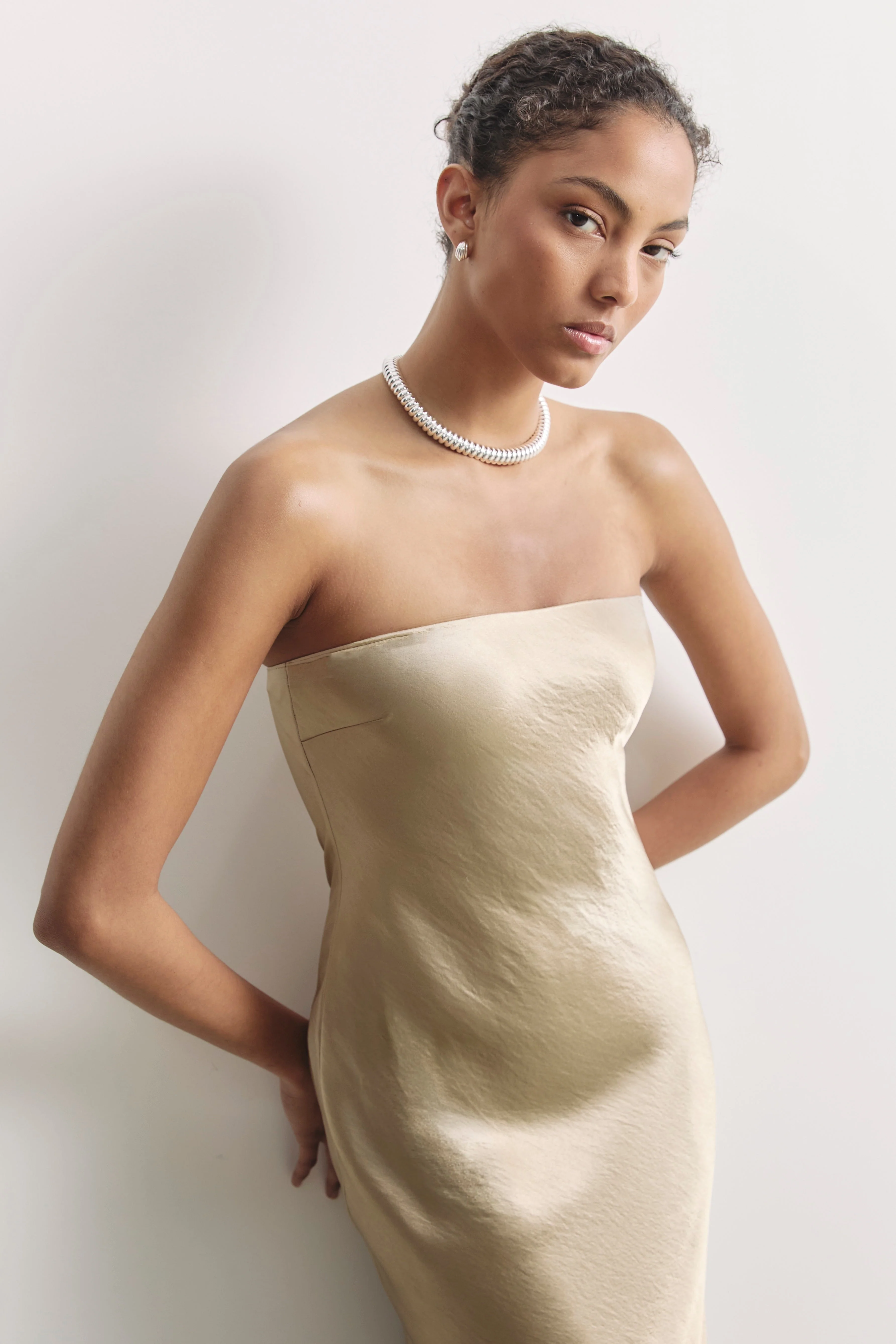 Strapless Maxi Dress - Bronze - Image 3