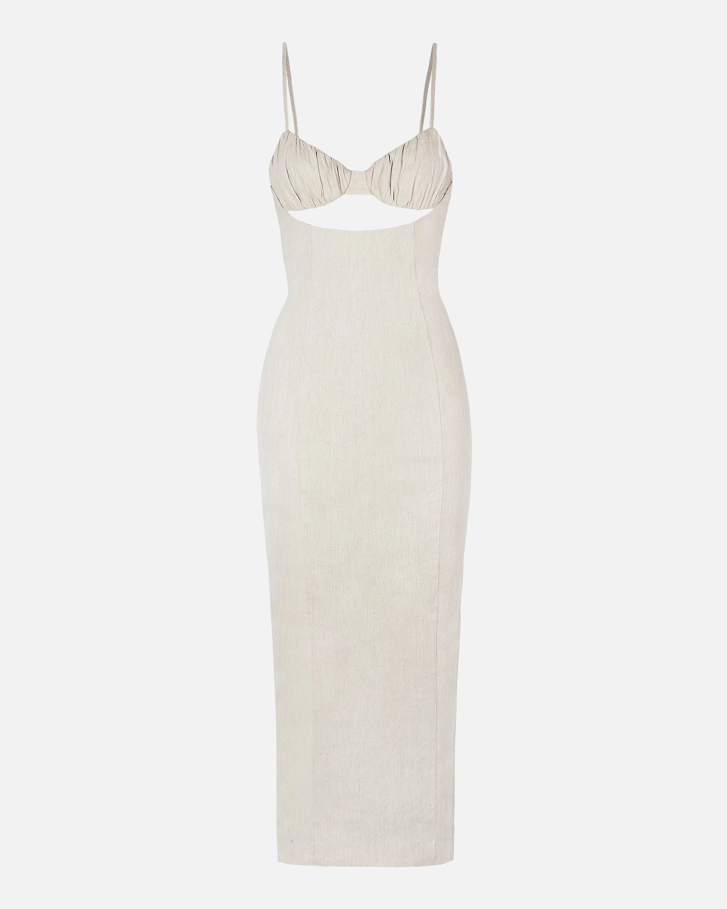 Tailored Linen Bustier Maxi Dress - Birch - Image 9